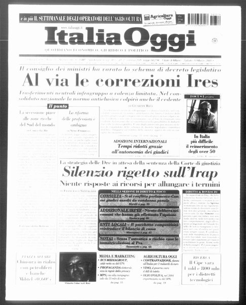 Italia oggi : quotidiano di economia finanza e politica